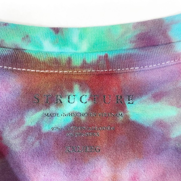 Structure XXL Top Tee Shirt Tie Dye Moulin Rouge Pink Blue‎ Short Sleeve 1264 - Picture 8 of 8